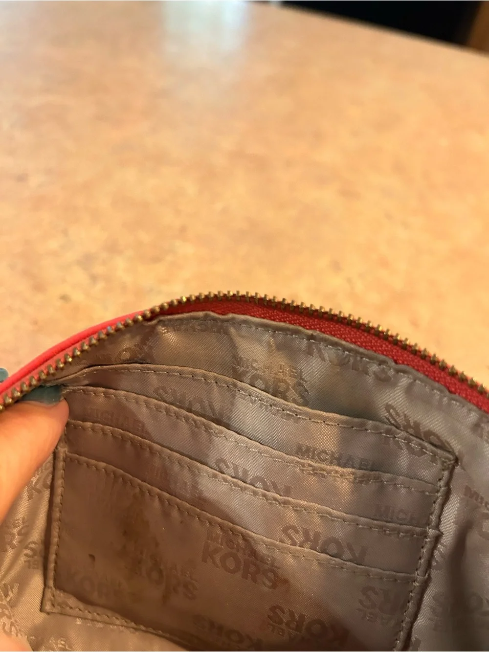 Michael Kors Coral Barbie Pink Leather Wristlet Clutch